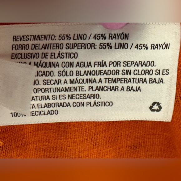 NOEL Dress 2X Orange Cutout Midi Dress Linen Blend Bow Front Smocked Back - Picture 6 of 7